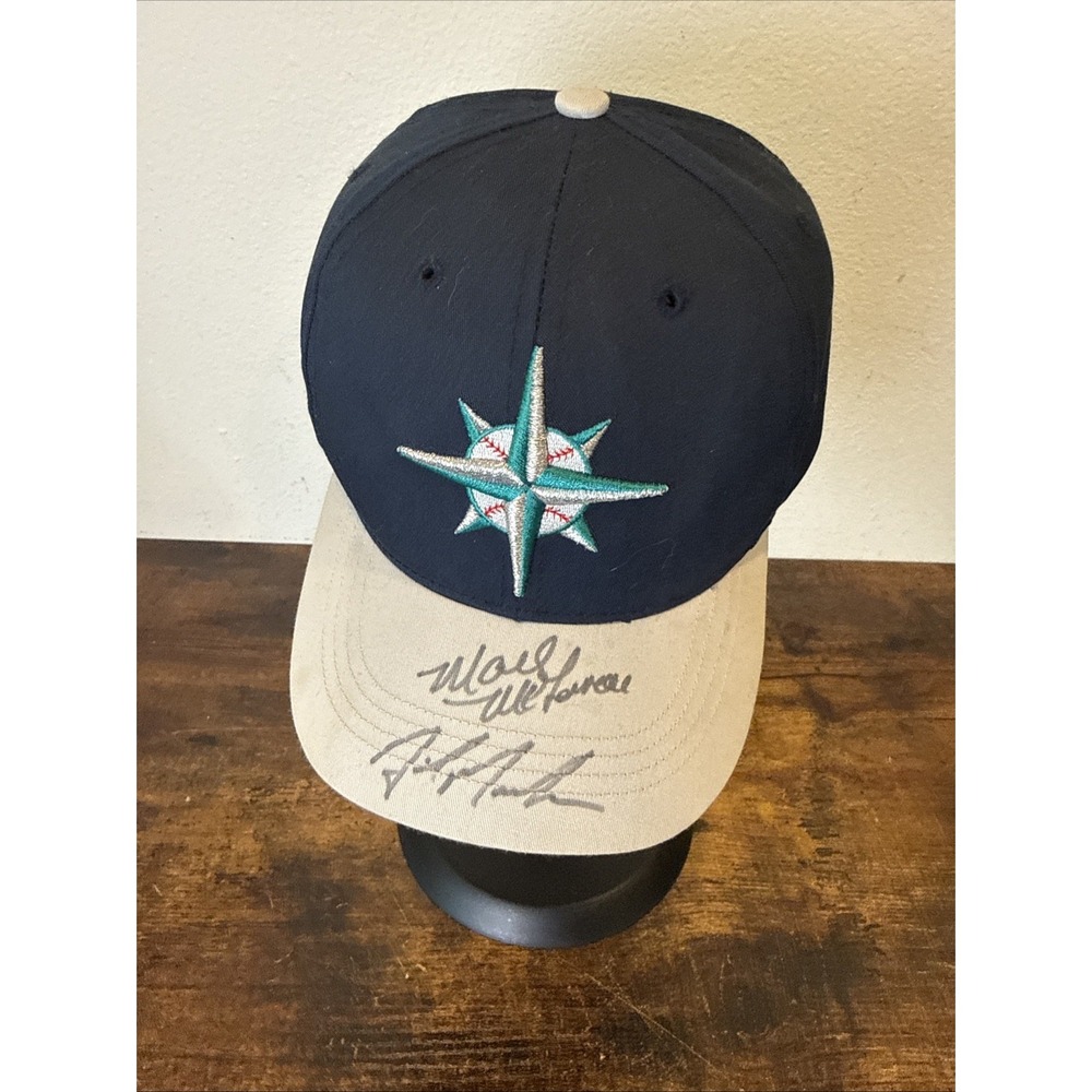 Seattle Mariners Youth Hat 2001 Signed Mark McLemore Twins Enterprise Navy Grey